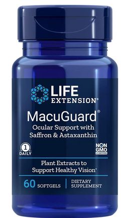 Life Extension MacuGuard Ocular Support with Saffron &amp; Astaxanthin, oční podpora, 60 kapslí