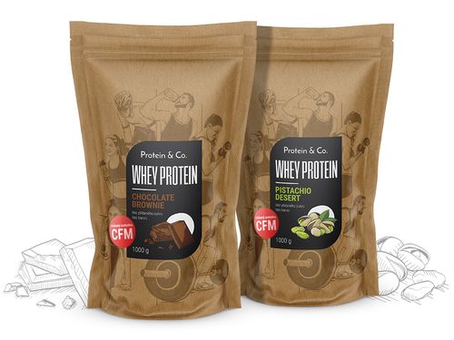 Protein&Co. CFM WHEY PROTEIN 80 2000 g ZVOL PŘÍCHUŤ 1: Playful cherry, ZVOL PŘÍCHUŤ 2: Strawberry milkshake