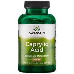 Swanson Caprylic Acid, 600 mg, 60 kapslí