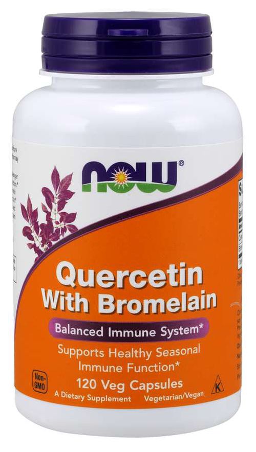 NOW® Foods NOW Quercetin &amp; Bromelain, 400 + 100 mg, 120 rostlinných kapslí