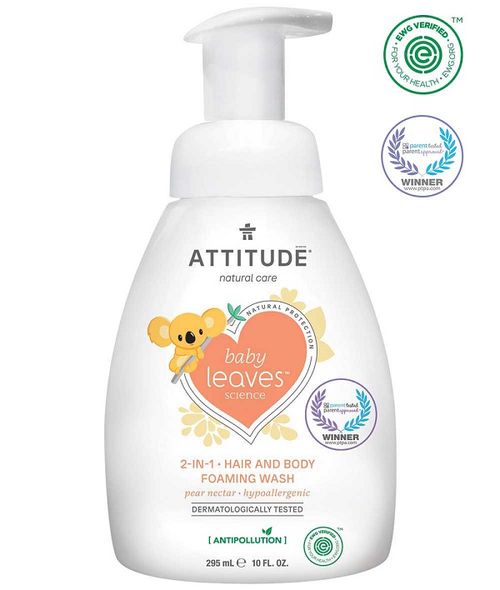 Attitude - Dětská mycí pěna 2v1 - Baby leaves s vůní hruškové šťávy, 295ml