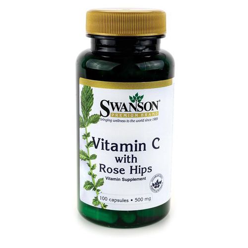 Swanson Vitamin C with Rose Hips Extract (extrakt z šípků), 500 mg, 100 kapslí