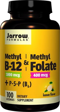 Jarrow Formulas Jarrow Methyl B-12 &amp; Methyl Folate, (Vitamín B12 + Kyselina listová, aktivované formy), 400mcg, 100 pastilek