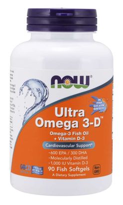 NOW® Foods NOW Ultra omega-3 s vitaminem D, 90 softgelových kapslí