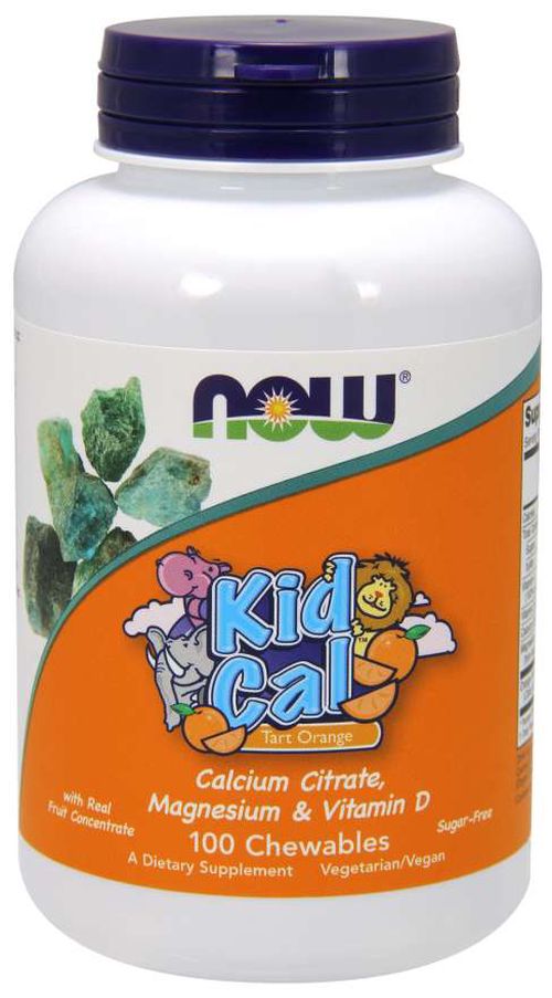 NOW® Foods NOW Kid Cal, Orange, Vápník, Hořčík, Vitamín D pro děti, 100 žvýkacích pastilek