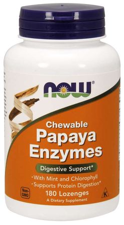 NOW® Foods NOW Papaya Enzymes, přírodní trávící enzymy, 180 pastilek