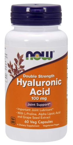 NOW® Foods NOW Hyaluronic Acid, dvojitá síla Kyselina Hyaluronová, 100mg, 60 rostlinných kapslí