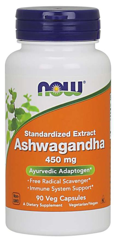 NOW® Foods NOW Ashwagandha (Vitánie snodárná) extrakt, 450 mg, 90 rostlinných kapslí