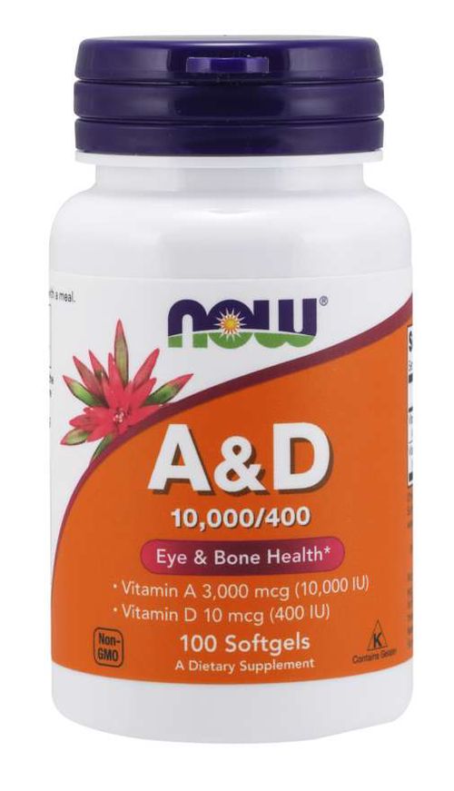 NOW® Foods NOW Vitamin A &amp; D, 10000/400 IU, 100 softgelových kapslí