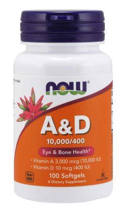 NOW® Foods NOW Vitamin A &amp; D, 10000/400 IU, 100 softgelových kapslí