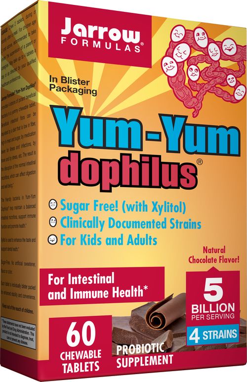 Jarrow Formulas Jarrow Yum-Yum Dophilus 5 milard organismů (Probiotika pro děti), Čokoláda, 60 žvýkacích pastilek