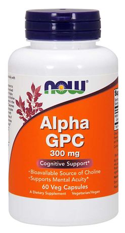 NOW® Foods NOW Alpha GPC (L-alfa-glyceryl fosforyl cholin), 300 mg, 60 rostlinných kapslí