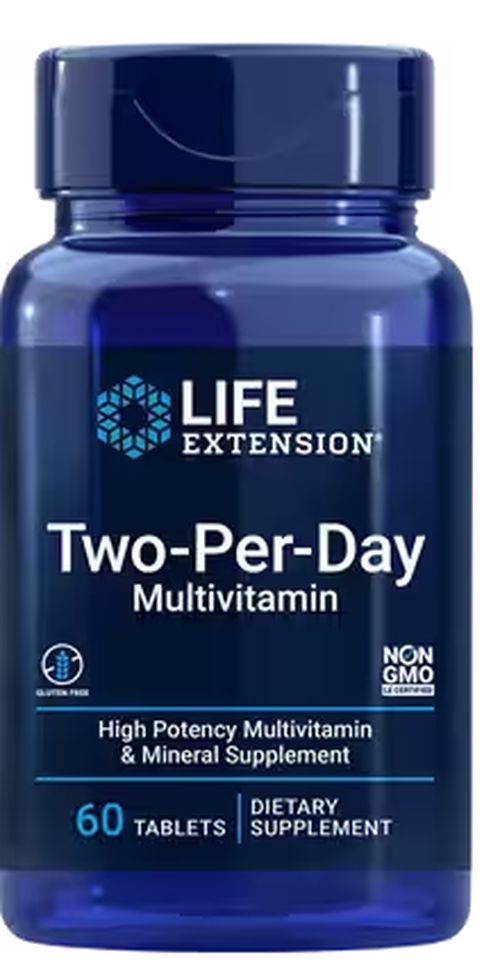 Life Extension Two Per Day multivitamín, 60 tablet