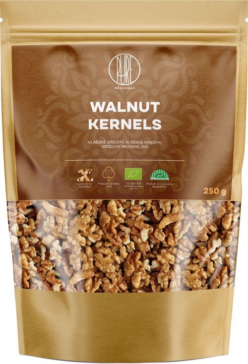 BrainMax Pure Walnuts, Vlašské ořechy, BIO, 250 g *CZ-BIO-001 certifikát