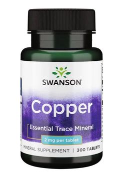 Swanson Copper (měď) 2 mg, 300 tablet