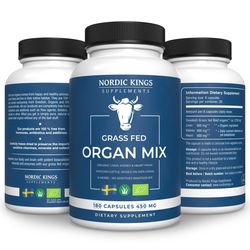 Nordic Kings - Hovězí mix orgánů v BIO Grass-fed kvalitě, 180 kapslí