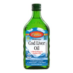 Carlson Labs Cod liver oil 1100 mg (olej z tresčích jater, bez příchutě) 500 ml