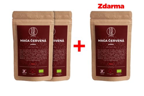 BrainMax Pure Maca červená BIO prášek, 200 g, 2+1 ZDARMA