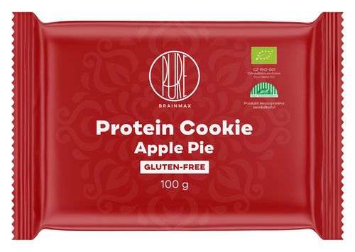 BrainMax Pure Protein Cookie, Apple Pie, Jablečný koláč, BIO, 100 g Proteinová sušenka s jablky / *CZ-BIO-001 certifikát