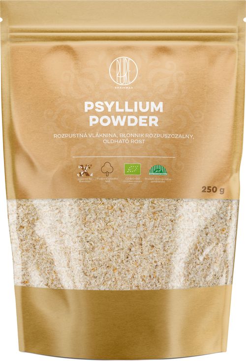 BrainMax Pure Psyllium, rozpustná vláknina, 250 g, BIO *CZ-BIO-001 certifikát