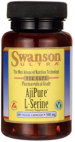 Swanson AjiPure L-Serine, 500 mg, 60 rostlinných kapslí