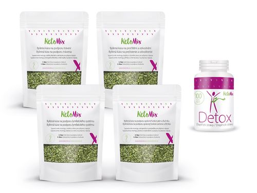 KetoMix Detox balíček – Detox kapsle + Bylinná kúra na podporu hubnutí – sypaná směs