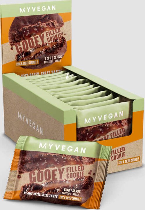 Myprotein  Veganské plněné proteinové cookie - 12 x 75g - Double Chocolate & Caramel