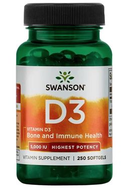 Swanson Vitamin D3, 5000 IU, Vyšší účinnost, 250 kapslí