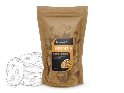 Protein&Co. TriBlend – protein MIX 3 kg Příchuť 1: Pistachio dessert, Příchuť 2: Biscuit cookie, Příchuť 3: Strawberry milkshake