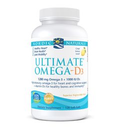 Nordic Naturals Ultimate Omega 1280 mg s vitamínem D, Citron, 120 softgelových kapslí