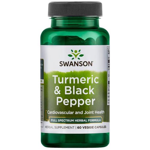 Swanson Turmeric &amp; Black Pepper (Kurkuma a černý pepř), 60 kapslí