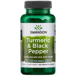 Swanson Turmeric &amp; Black Pepper (Kurkuma a černý pepř), 60 kapslí