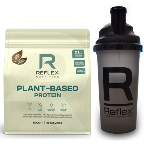 Reflex Plant Based Protein cacao &amp; caramel, 600g + Šejkr 700ml ZDARMA (Rostlinný protein)