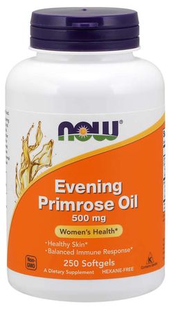NOW® Foods NOW Evening Primrose Oil (Pupálkový olej), 500 mg, 250 softgelových kapslí