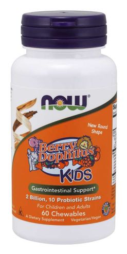 NOW® Foods NOW BerryDophilus Kids (probiotika pro děti), 60 žvýkacích pastilek