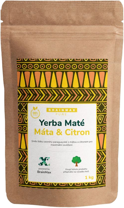 Votamax BrainMax Pure Organic Yerba Maté - Máta & Citrón, 1000 g