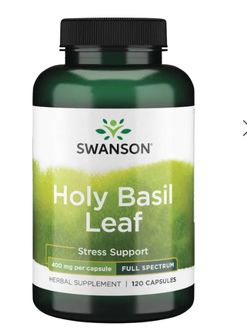 Swanson Holy Basil Leaf - bazalka indická, 800 mg, 120 kapslí