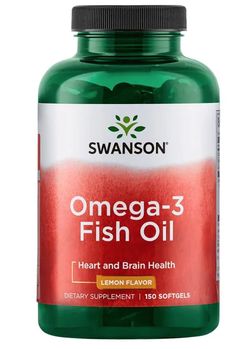 Swanson Omega 3 (rybí olej), Citrón, 150 softgelových kapslí