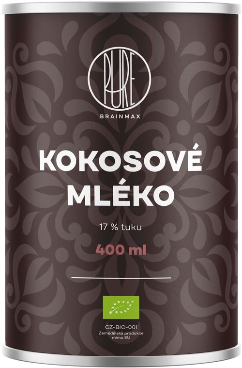 BrainMax Pure Organic Kokosové mléko 17% tuku, BIO, 400 ml CZ-BIO-001 certifikát