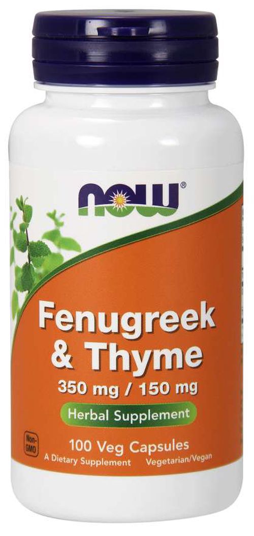 NOW® Foods NOW Fenugreek and Thyme (Pískavice řecké seno a tymián), 100 rostlinných kapslí