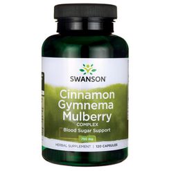 Swanson Cinnamon Gymnema Mulberry Complex (komplex moruše, skořice, gymnema), 120 kapslí