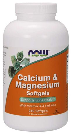 NOW® Foods NOW Calcium &amp; Magnesium, with Vitamin D-3 and Zinc, Vápník + Hořčík + Vitamín D3 a Zinek, 240 softgelových kapslí
