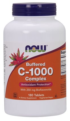 NOW® Foods NOW Pufrovaný Vitamin C-1000 Komplex s 250mg bioflavonoidů, 180 tablet