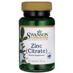 Swanson Zinc Citrate (Citrát zinečnatý), 30 mg, 60 kapslí