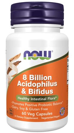 NOW® Foods NOW 8 Billion Acidophilus &amp; Bifidus - probiotika, 60 rostlinných kapslí