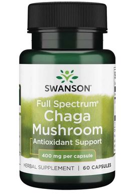 Swanson Chaga Mushroom (medicinální houba Chaga), 400 mg, 60 kapslí