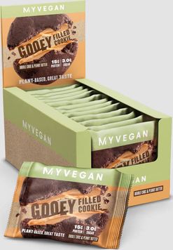 Myvegan  Veganské plněné proteinové cookie - 12 x 75g - Double Chocolate & Peanut Butter