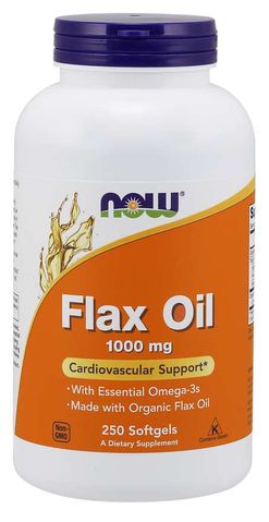 NOW® Foods NOW Flax oil, Lněný olej, 1000 mg, 250 softgelových kapslí