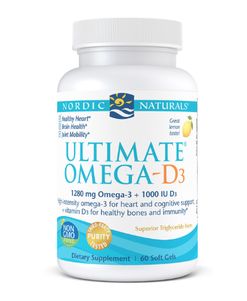 Nordic Naturals Ultimate Omega 1280 mg s vitamínem D, Citron, 60 softgelových kapslí