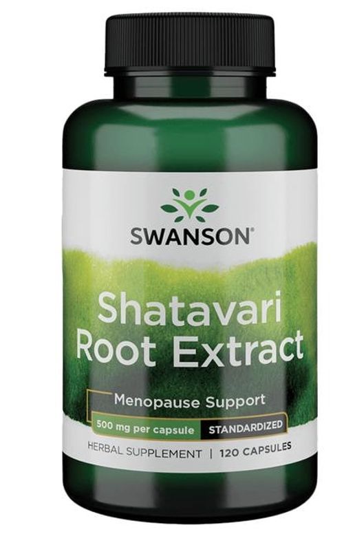 Swanson Shatavari Root Extract Standardized (standardizovaný extrakt Chřest hroznovitý kořen), 500 mg, 120 kapslí